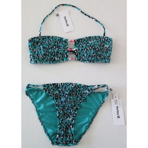 Hurley HT1024/HB1027 Women’s Sz M Green/Black "Wild Cat" 2-Piece Bikini $100+ - Picture 1 of 10